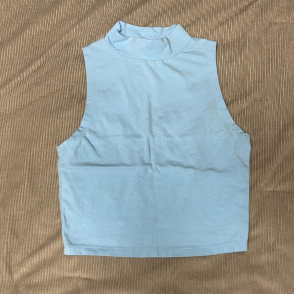 Light Blue Cropped Mock Neck Tank Top, Wild Fable, Size XS